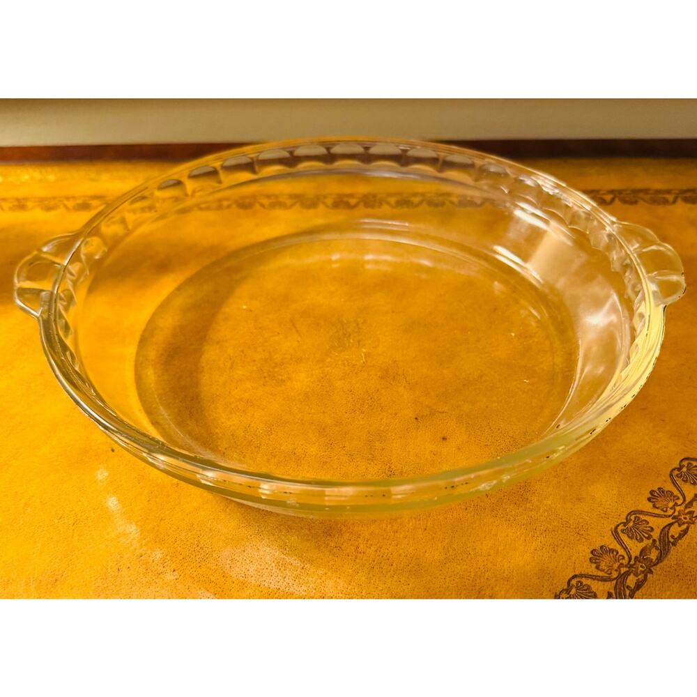 PYREX Glass Clear Fluted Scalloped Deep Dish Pie Plate VTG 229